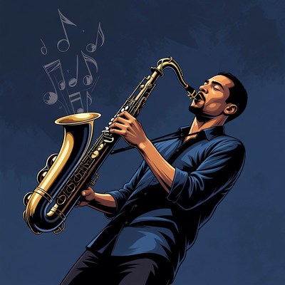 African-American man playing saxophone