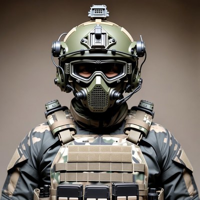 Soldier in tactical gear and helmet