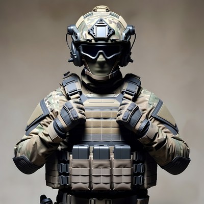 Soldier in Camouflage Tactical Gear