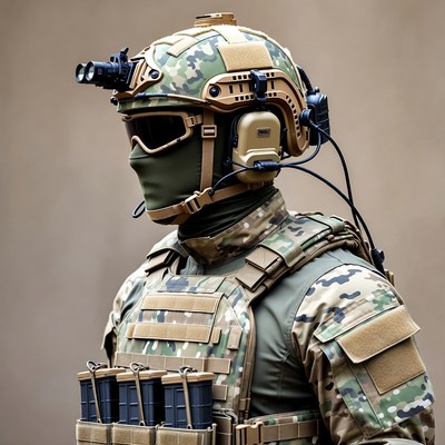 Soldier in Camouflage Tactical Gear