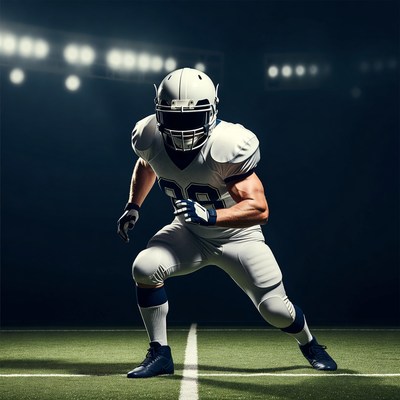 Football player in ready stance