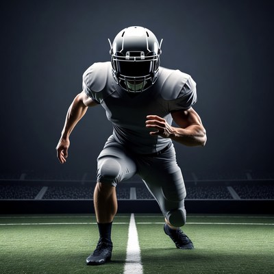 Football player in ready stance