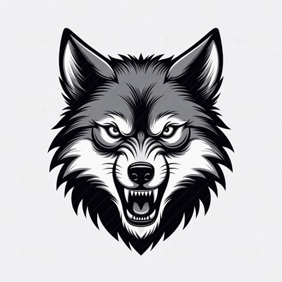 Growling Wolf Head Illustration