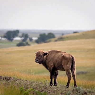 Bison standing in grassy field