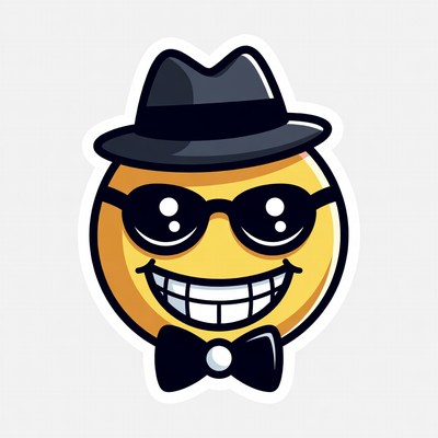 Smiling Emoji with Fedora Sunglasses Bowtie