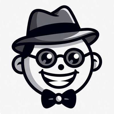 Cartoon man in hat and bowtie