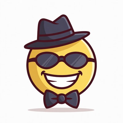 Cool Smiley Face with Hat Sunglasses Bowtie