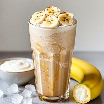Banana Caramel Milkshake with Whipped Cream