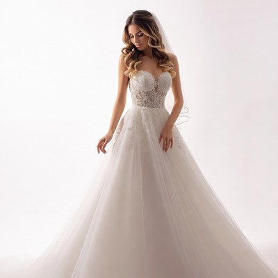 Bride in Lace Wedding Gown