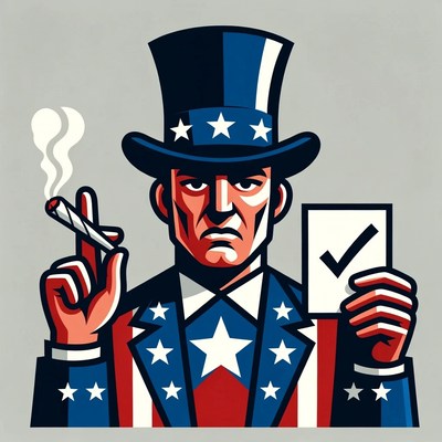 Uncle Sam Smoking Joint with Checkmark
