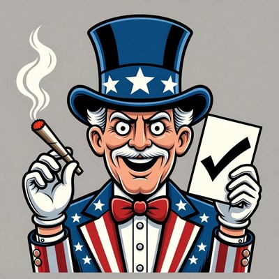 Uncle Sam Smoking Joint with Checkmark