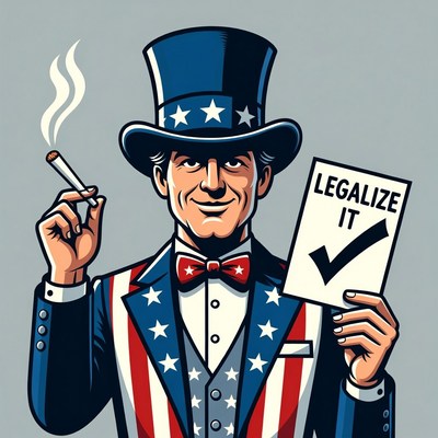 Uncle Sam holding Legalize It sign