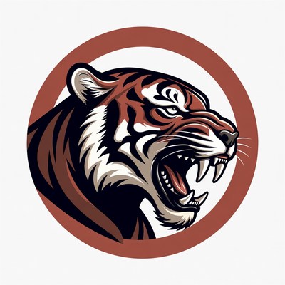 Roaring tiger head in circle