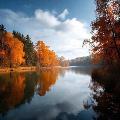 Autumn Forest Lake Reflection
