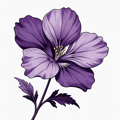 Purple Hibiscus Flower Illustration