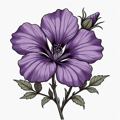Purple Hibiscus Flower Illustration