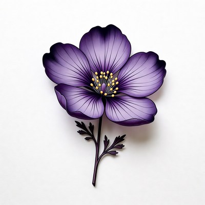 Purple Flower with Stem