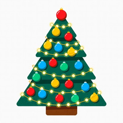 Colorful Christmas Tree with Ornaments