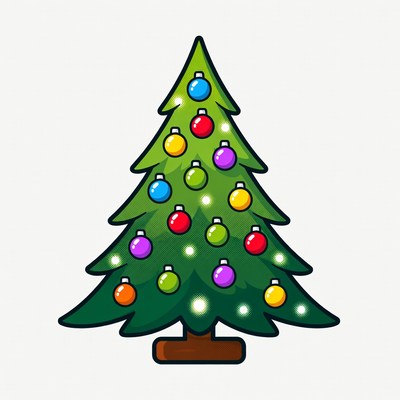 Colorful Christmas Tree Illustration