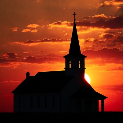 Church silhouette at sunset