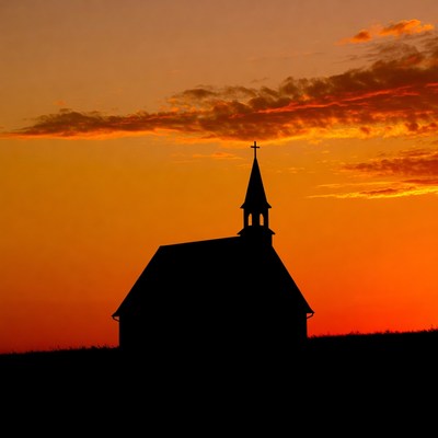 Church silhouette at sunset