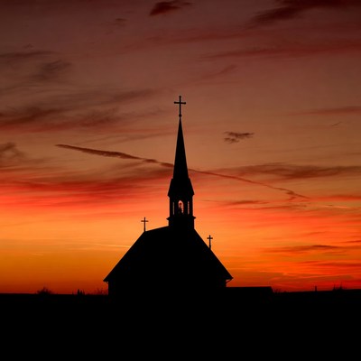 Church silhouette at sunset