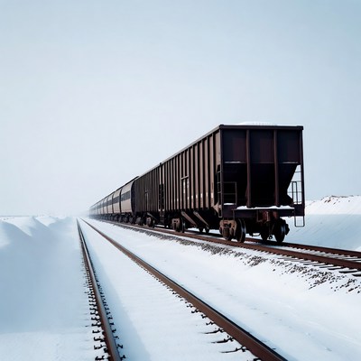 Freight Train in Snowy Landscape