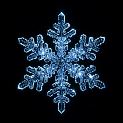 Glowing Blue Snowflake Crystal