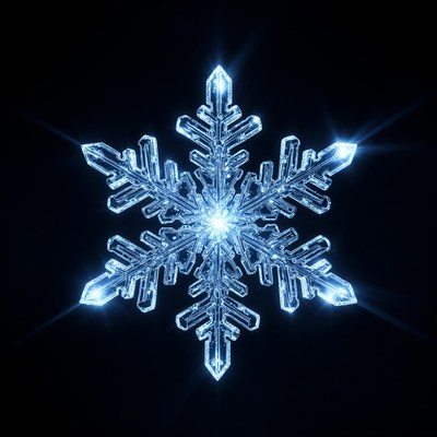 Glowing Blue Snowflake Crystal