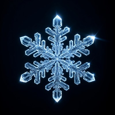 Glowing Blue Snowflake Crystal