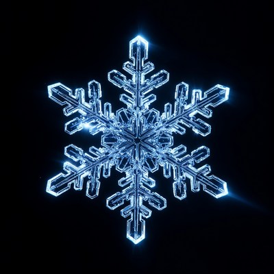 Glowing Blue Snowflake Crystal