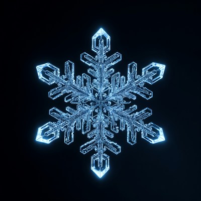 Glowing Blue Snowflake Crystal