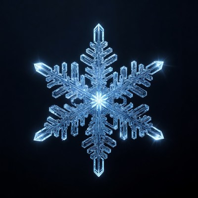 Glowing Blue Snowflake Crystal