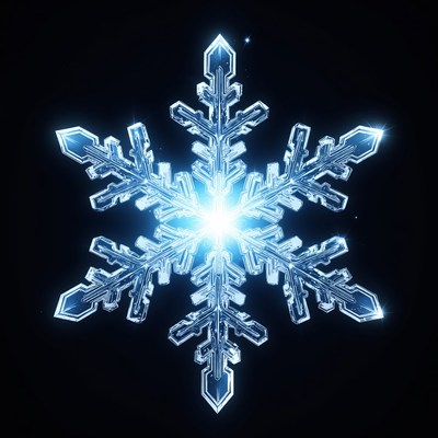Glowing Blue Snowflake Crystal