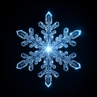 Glowing Blue Snowflake Crystal