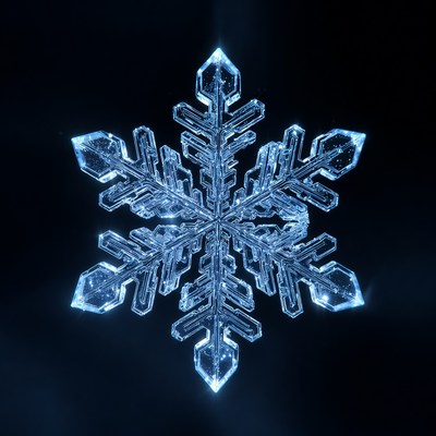 Glowing Blue Snowflake Crystal