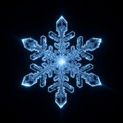 Glowing Blue Snowflake Crystal
