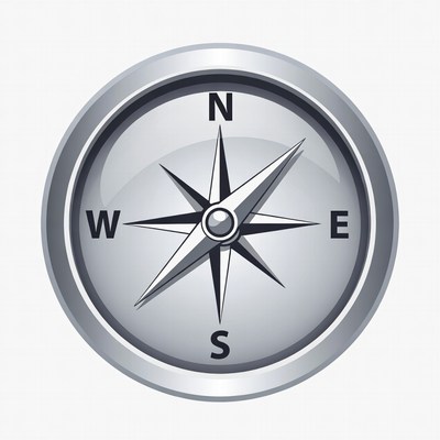 Silver Compass Pointing North