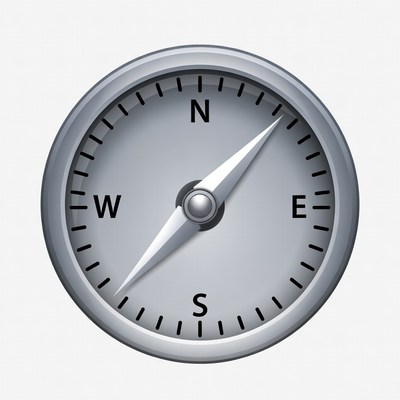 Silver Compass Pointing North