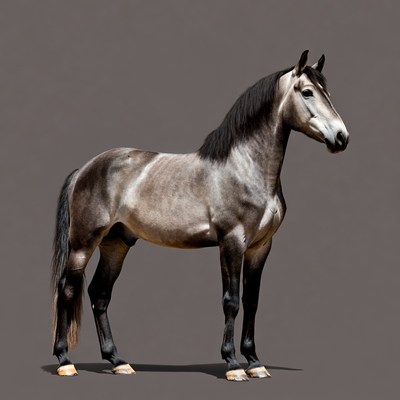 Buckskin horse standing side view