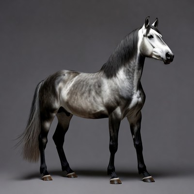 Silver dapple gray horse standing