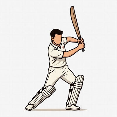 Cricket Batsman Swinging Bat Illustration