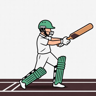 Cricket player batting illustration