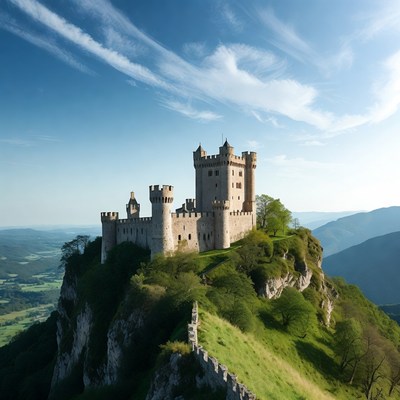 Medieval Castle on Mountain Cliff