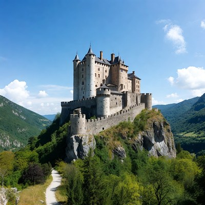 Medieval Castle on Mountain Cliff
