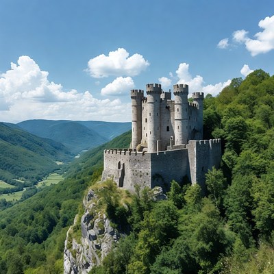 Medieval Castle on Mountain Cliff