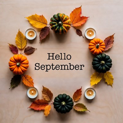 Hello September Autumn Pumpkins Candles