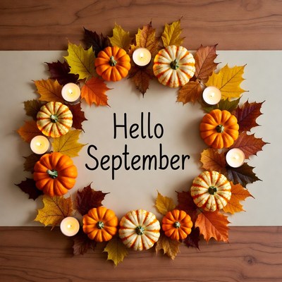 Hello September Pumpkin Leaf Wreath