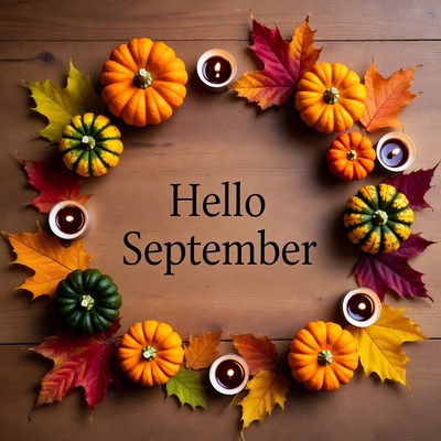 Hello September Pumpkins Autumn Flatlay