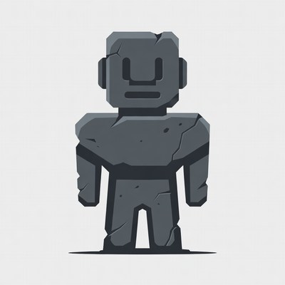 Stone Rock Robot Illustration